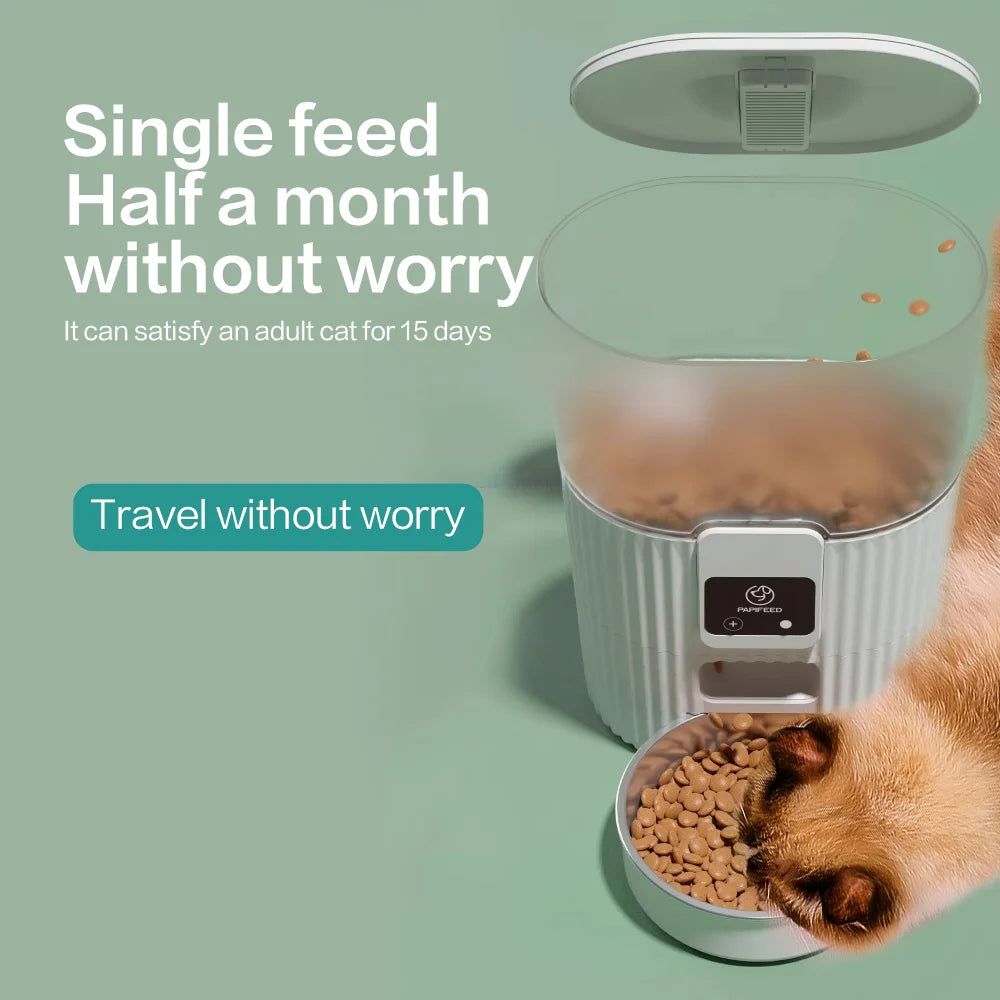 PAPIFEED Smart Automatic Cat And Dog Feeder With WiFi Remote Control And LCD Display - The Paw Tech