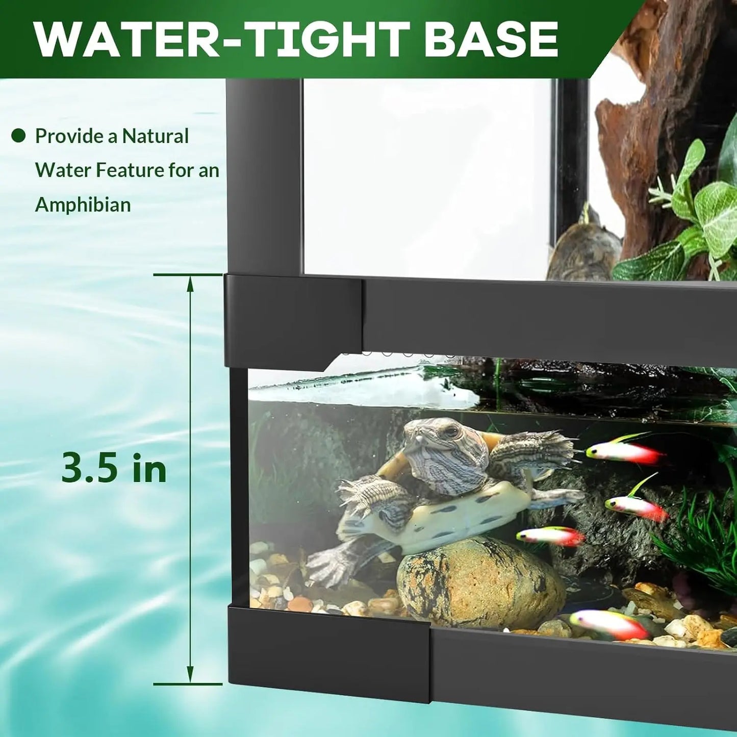 Reptile Glass Terrarium with Top & Side Screen Ventilation Reptile Terrarium, Double Hinge Door Anti Escape Reptile Tank - The Paw Tech