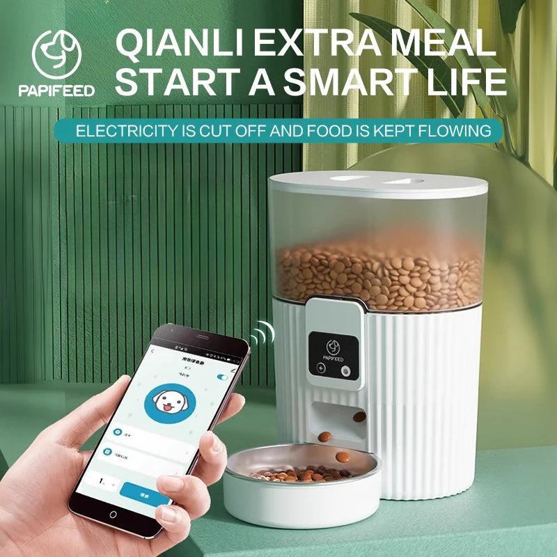 PAPIFEED Smart Automatic Cat And Dog Feeder With WiFi Remote Control And LCD Display - The Paw Tech