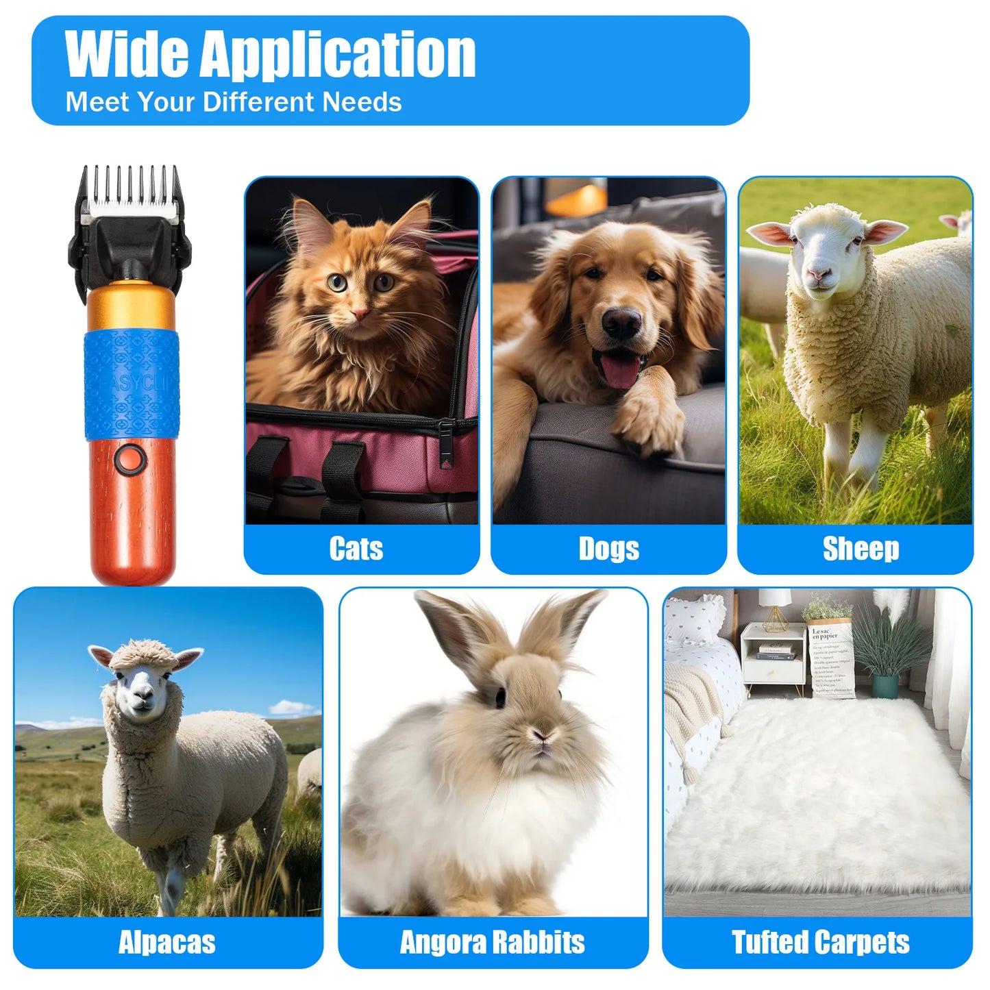 Electric Animal Fur Shears for Sheep Goat Dogs and Rabbits Grooming Clipper