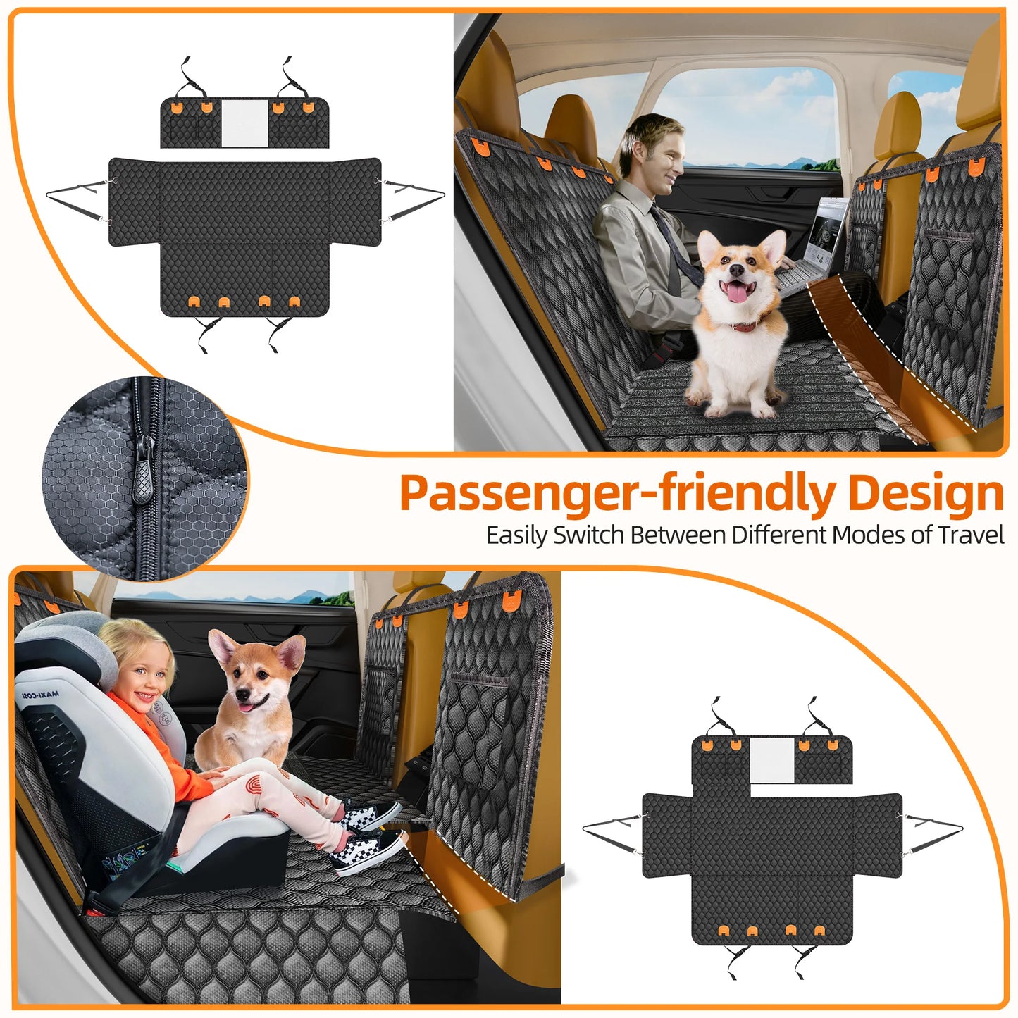 Back Seat Extender for Dogs with Non-Slip Mat Cover - The Paw Tech