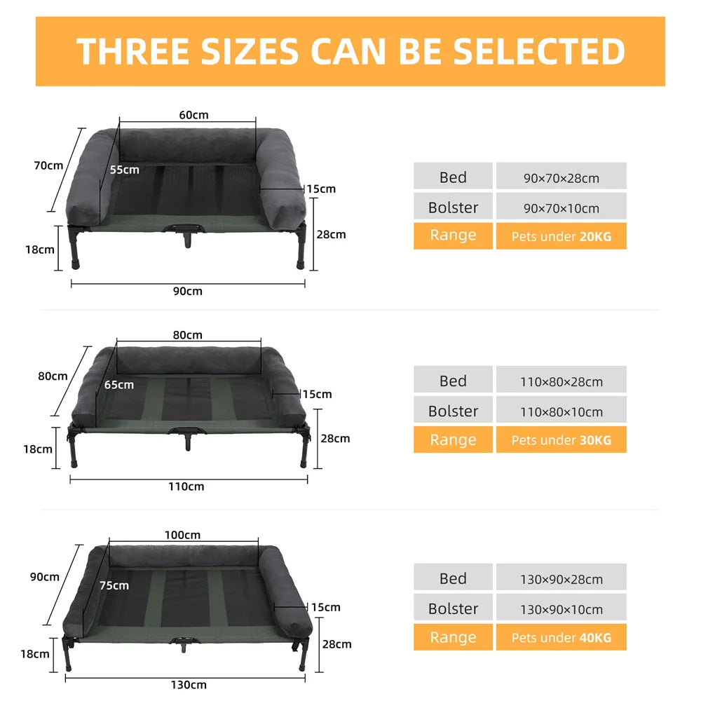 XXL XL Large Dog Bed Outdoor Raised Dog Bed with Cooling Breathable Mat and Soft Plush Mat for Pets and Puppies