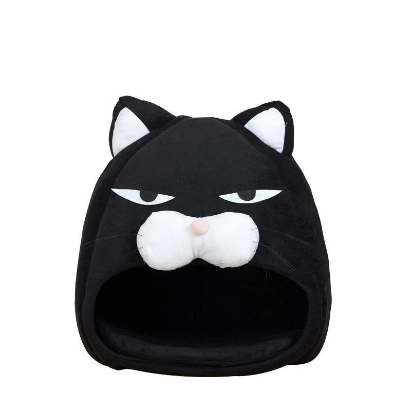Foldable Cat House Soft Pet Nest With Cushion Cute Cartoon House for Cats Dogs Warm Puppy Kennel Kitten Cave Mat Cat Accessories - The Paw Tech