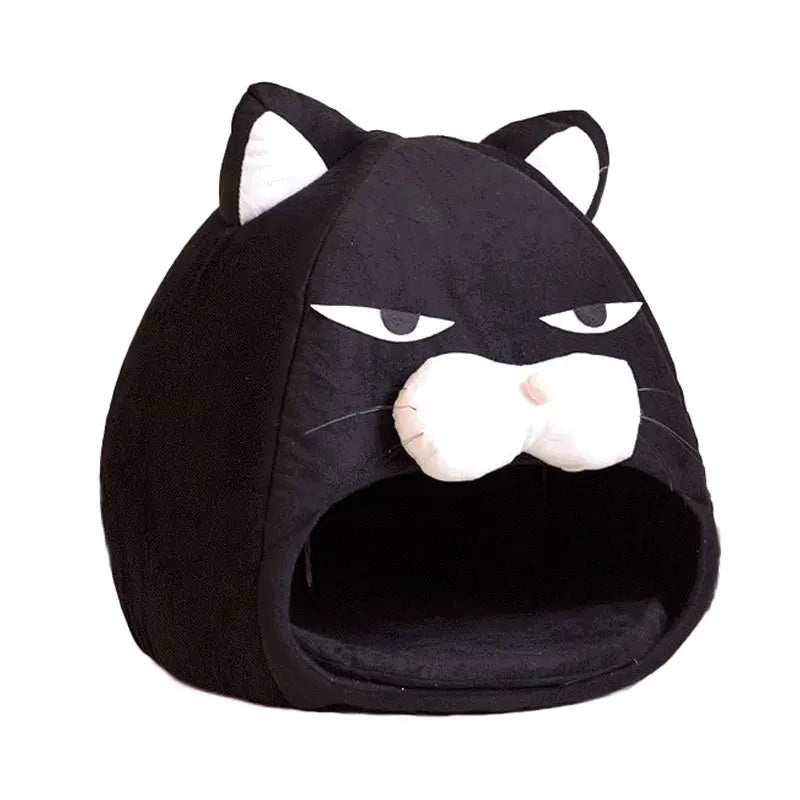 Foldable Cat House Soft Pet Nest With Cushion Cute Cartoon House for Cats Dogs Warm Puppy Kennel Kitten Cave Mat Cat Accessories - The Paw Tech