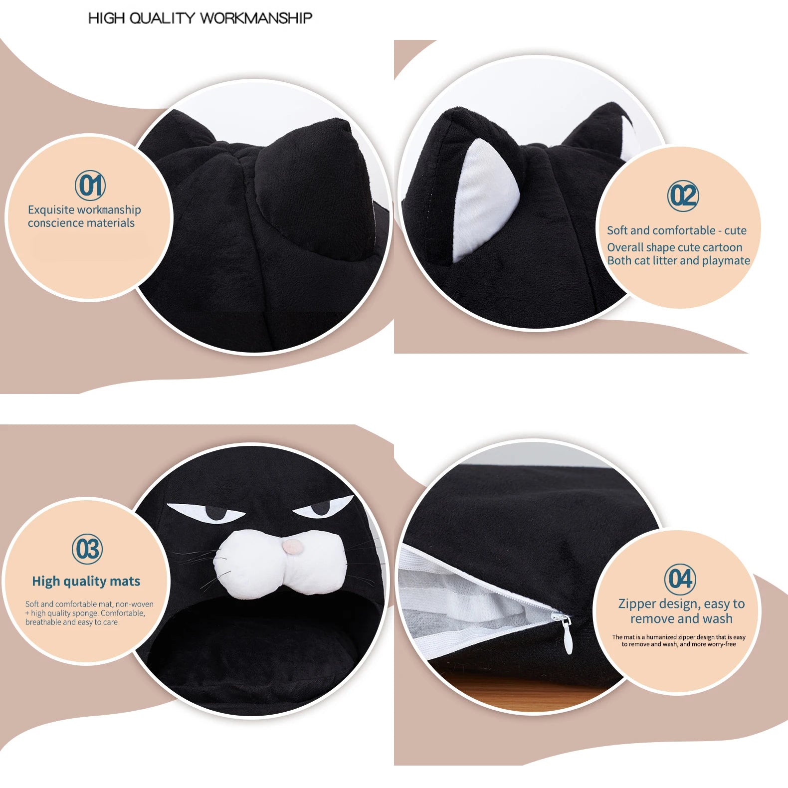 Foldable Cat House Soft Pet Nest With Cushion Cute Cartoon House for Cats Dogs Warm Puppy Kennel Kitten Cave Mat Cat Accessories - The Paw Tech