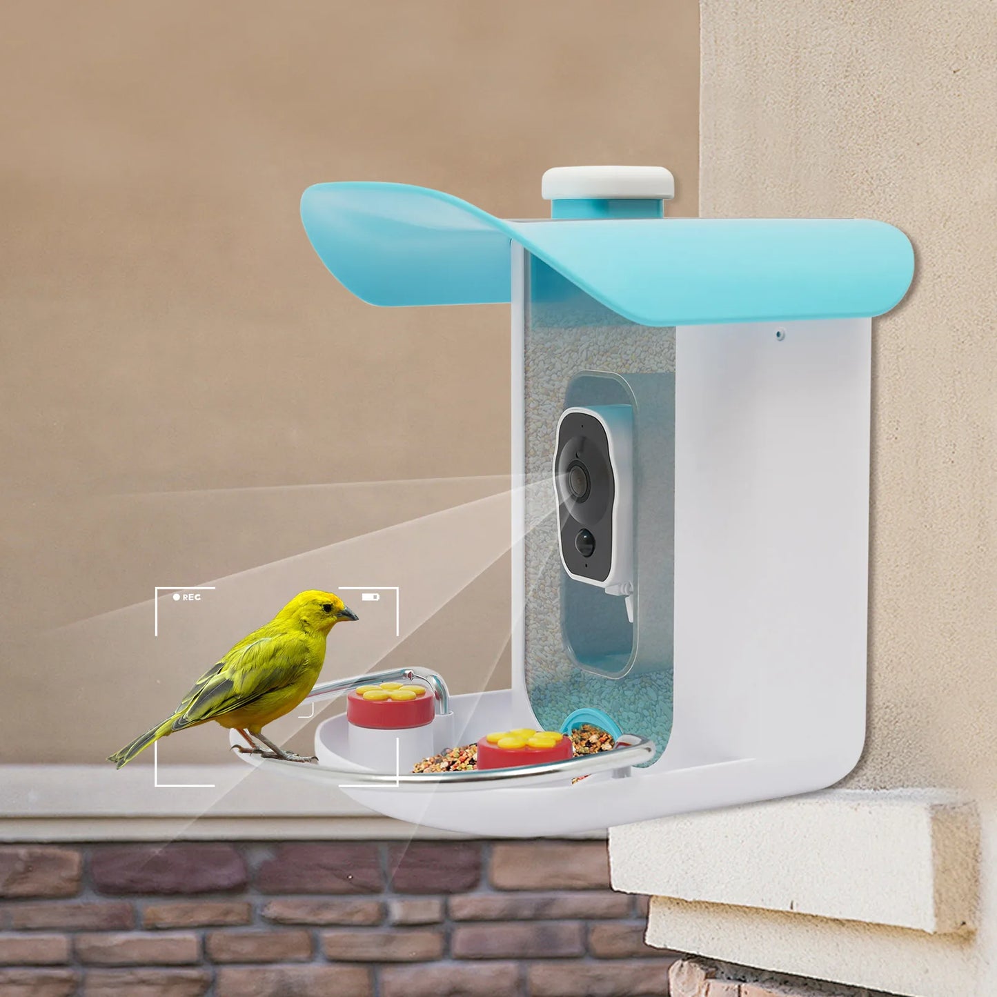 Outdoor Solar Smart Bird Feeder Camera 1080P 2MP 150° Wide Angle AI Recognition Birds Easy Installation for Wild Bird Watching