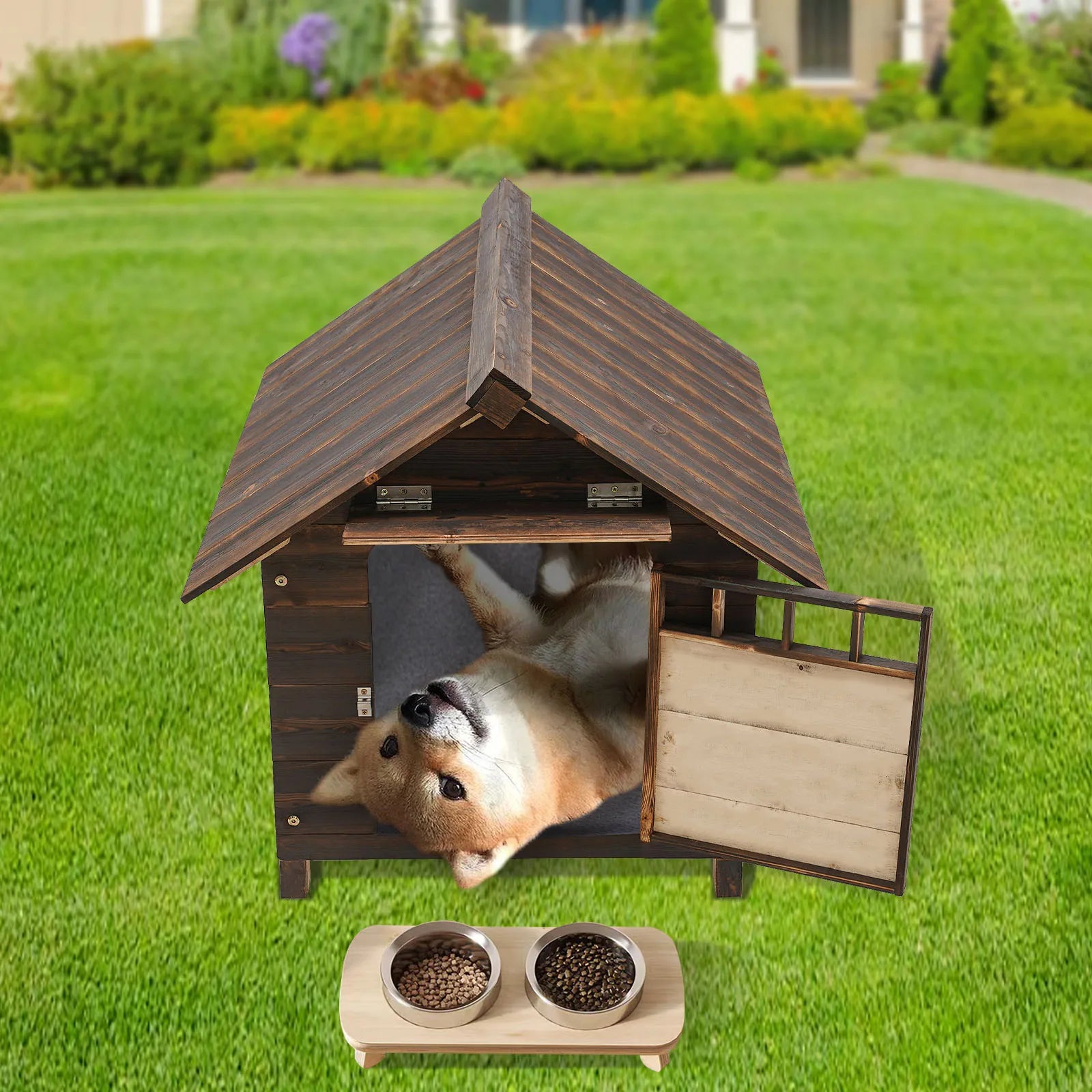 Dog House with Window and Door Easy to Install Water Resistant Pet House for Indoor and Outdoor Use - The Paw Tech