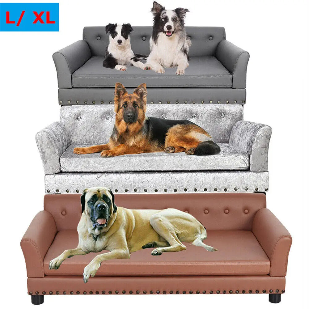 Heavy Duty Pet Sofa Large Raised Dog Bed Cushioned Sofa Softly Pet Cat Bed Puppy Sofa Couch Lounge Bed - The Paw Tech