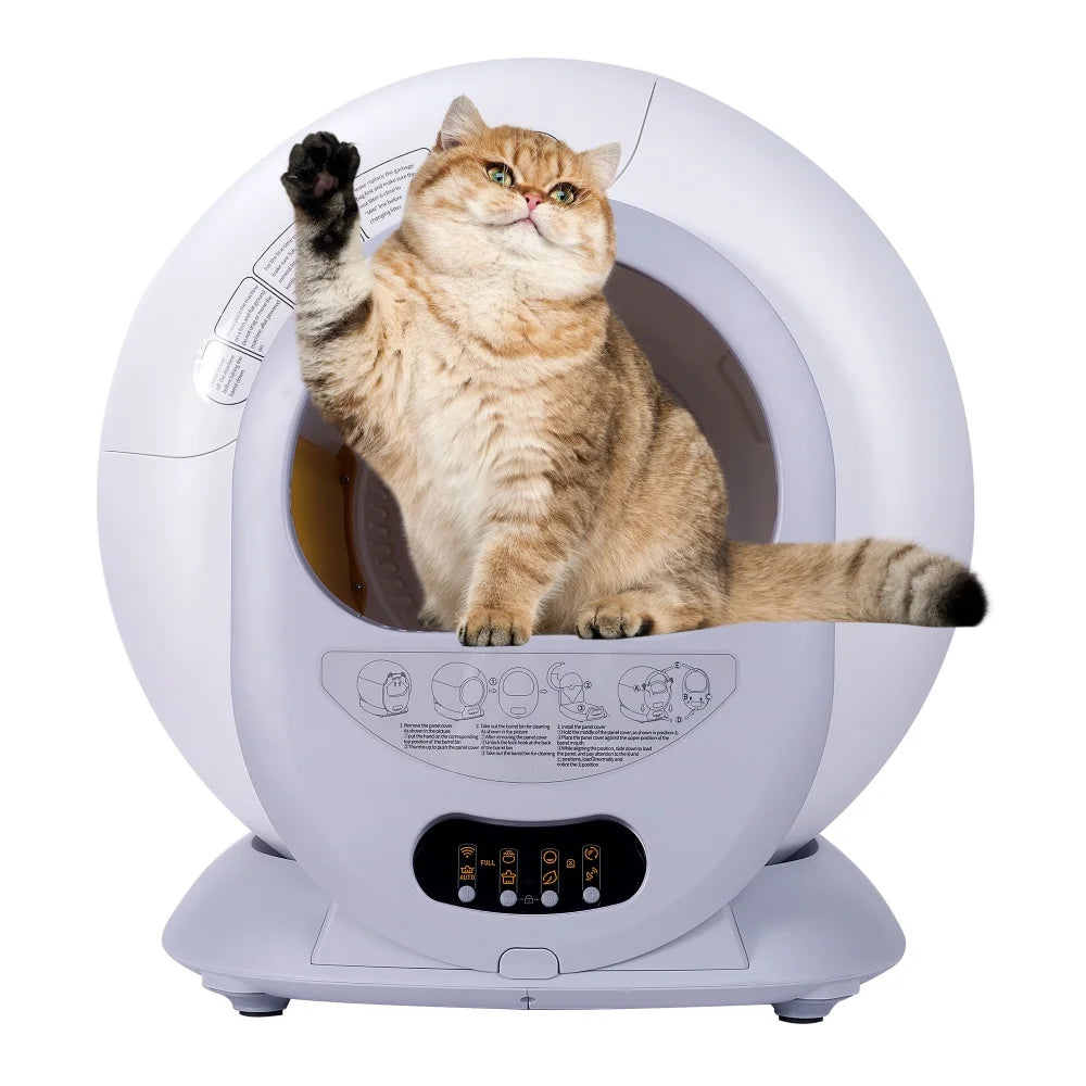 Automatic Self Cleaning Cat Litter Box with App Control and Auto Scooping Odor Removal 2.4G WiFi Smart Pet Toilet