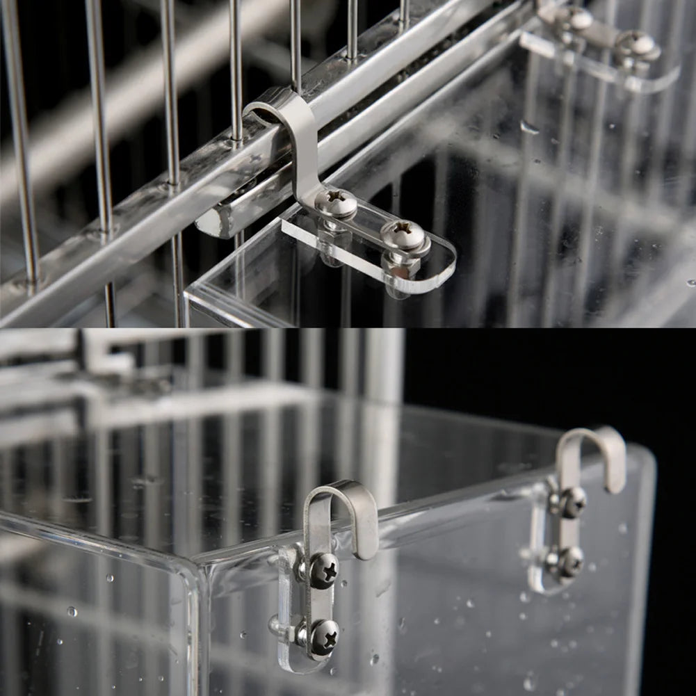 Transparent Acrylic Bird Bath Box Thickened Hanging Water Bath Tub Bird Supplies Shower Cage Accessory - The Paw Tech