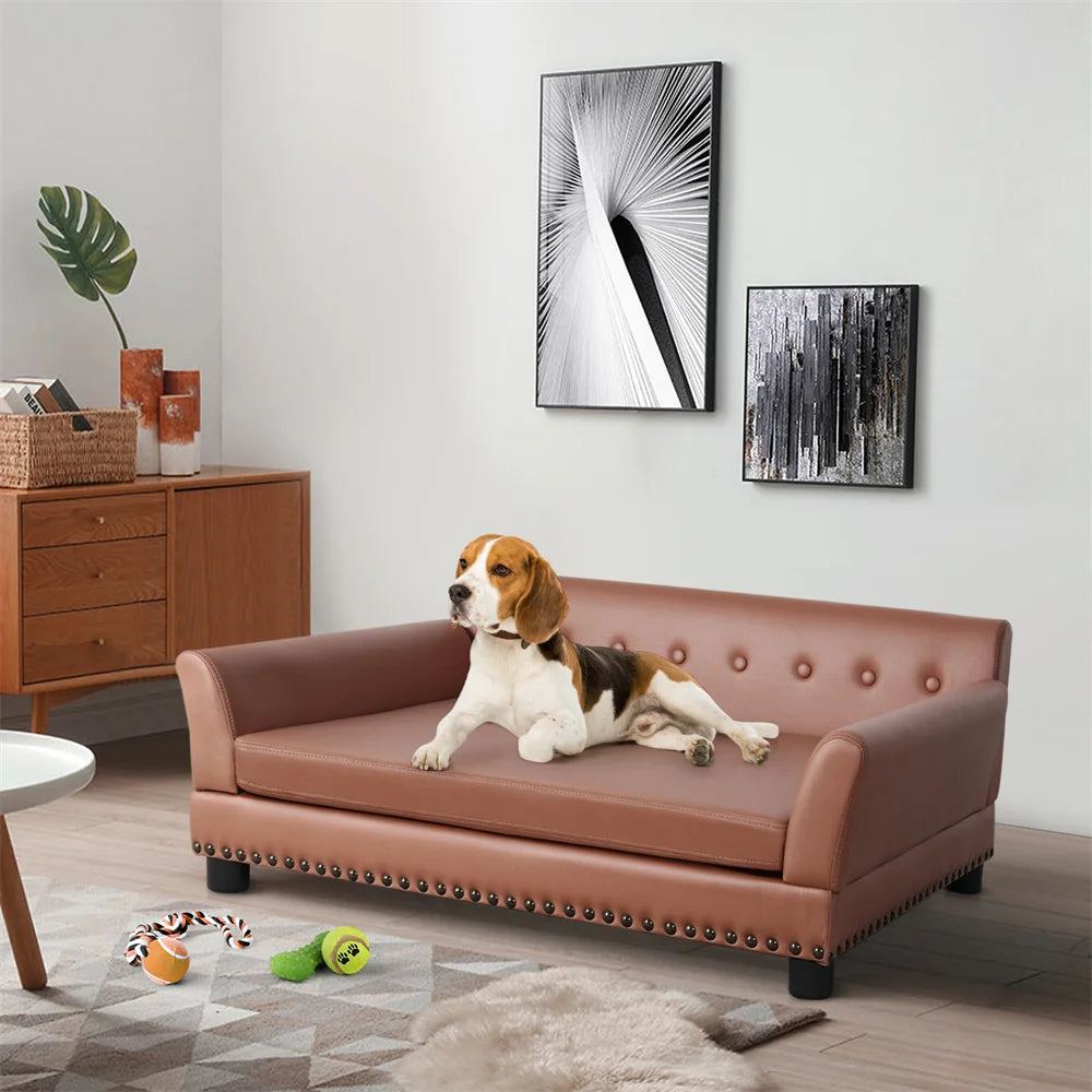 Heavy Duty Pet Sofa Large Raised Dog Bed Cushioned Sofa Softly Pet Cat Bed Puppy Sofa Couch Lounge Bed - The Paw Tech