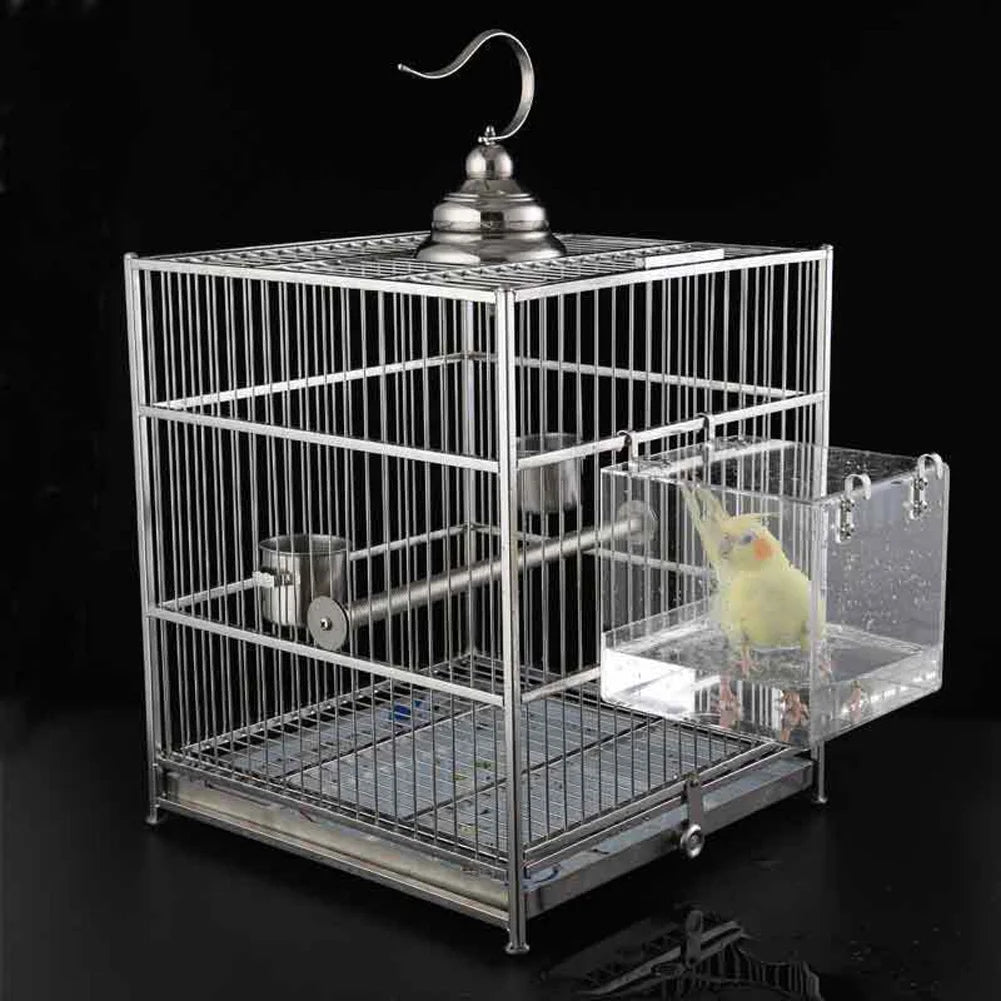 Transparent Acrylic Bird Bath Box Thickened Hanging Water Bath Tub Bird Supplies Shower Cage Accessory - The Paw Tech