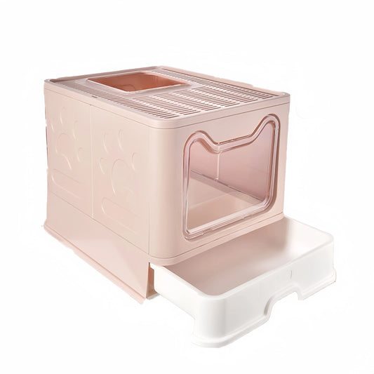 Convenient Foldable Litter Box with Drawer Design and Scooper for Easy Cat Waste Management - The Paw Tech