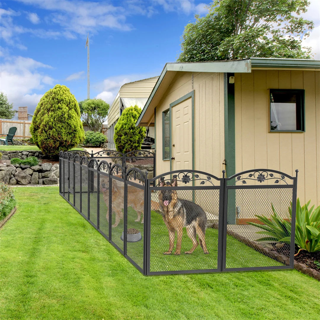 8 Panels DIY Heavy Duty Dog Playpen Pen Outdoor Indoor Dog Puppy Metal Fence with Waterproof Fertility Pad for Whelping,Training - The Paw Tech