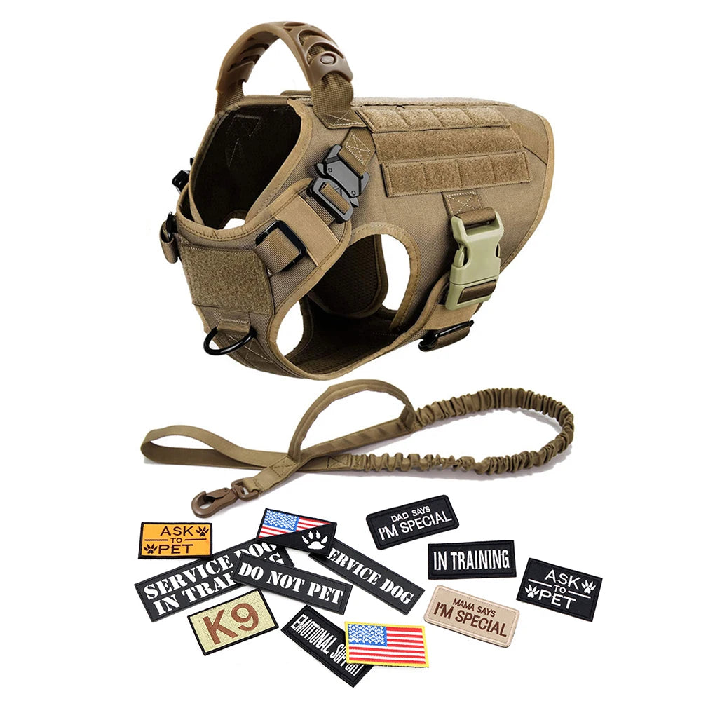 Military Large Dog Harness Set for Tactical Training Accessories - The Paw Tech