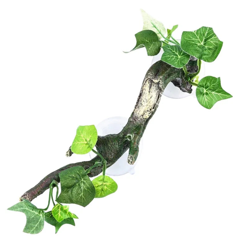 1/2pcs Reptile Terrarium Plant Decoration Reptile Plants With Suction Cup For Amphibian Lizard Climbing Pets Tank Habitat Decor