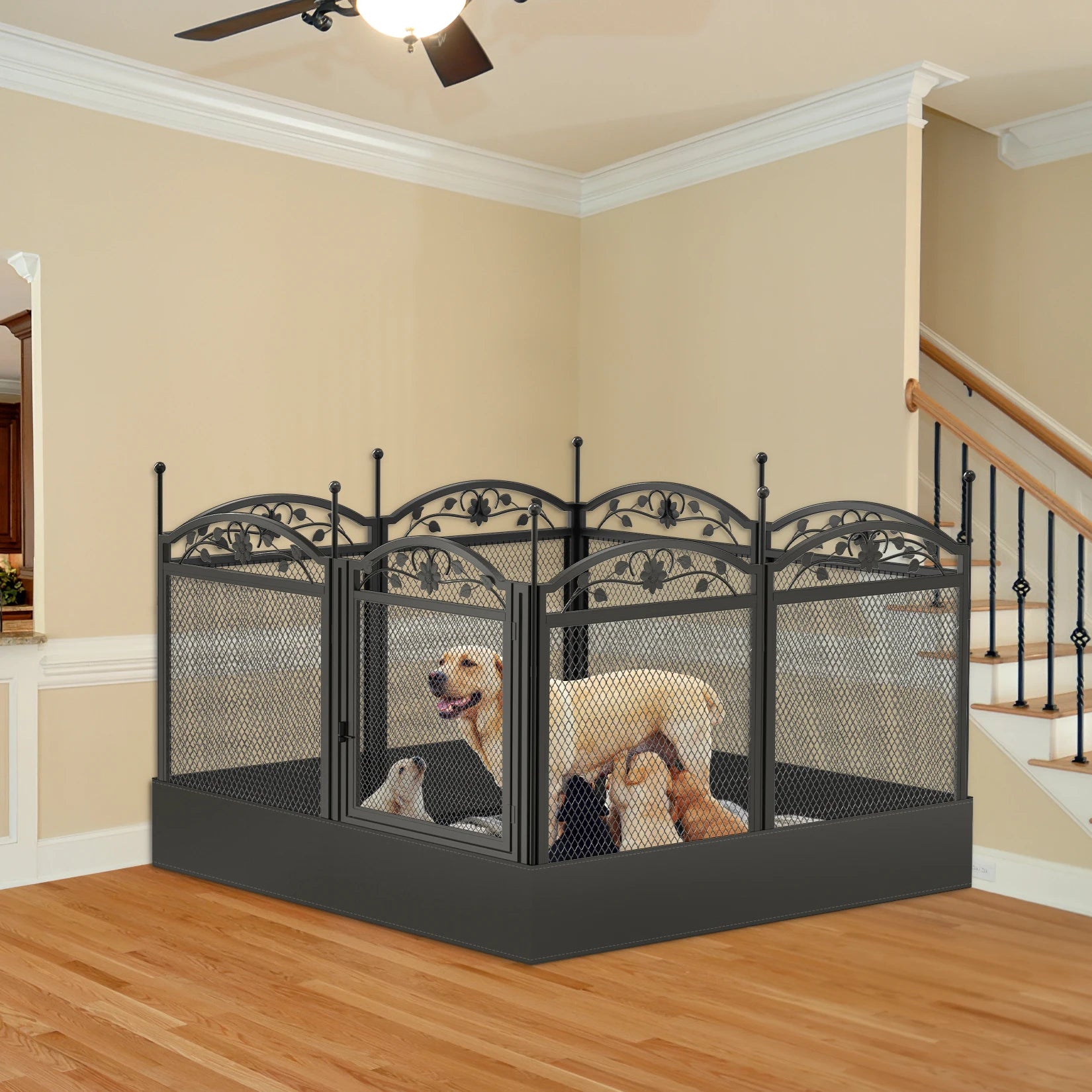 8 Panels DIY Heavy Duty Dog Playpen Pen Outdoor Indoor Dog Puppy Metal Fence with Waterproof Fertility Pad for Whelping,Training - The Paw Tech
