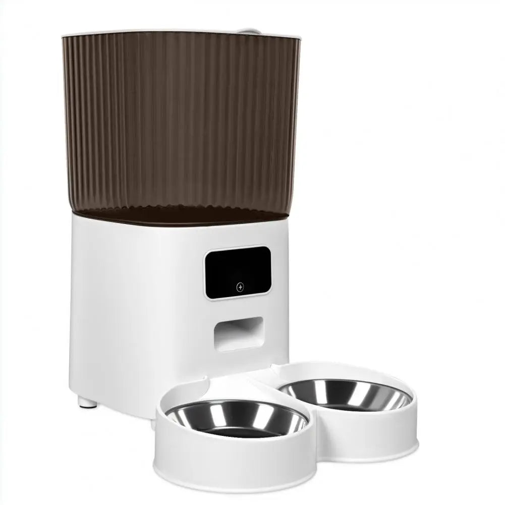 Smart Pet Feeder with Dual Bowls and 5L Transparent Storage WiFi App Control for Automatic Timed Dispensing for Cats and Dogs - The Paw Tech