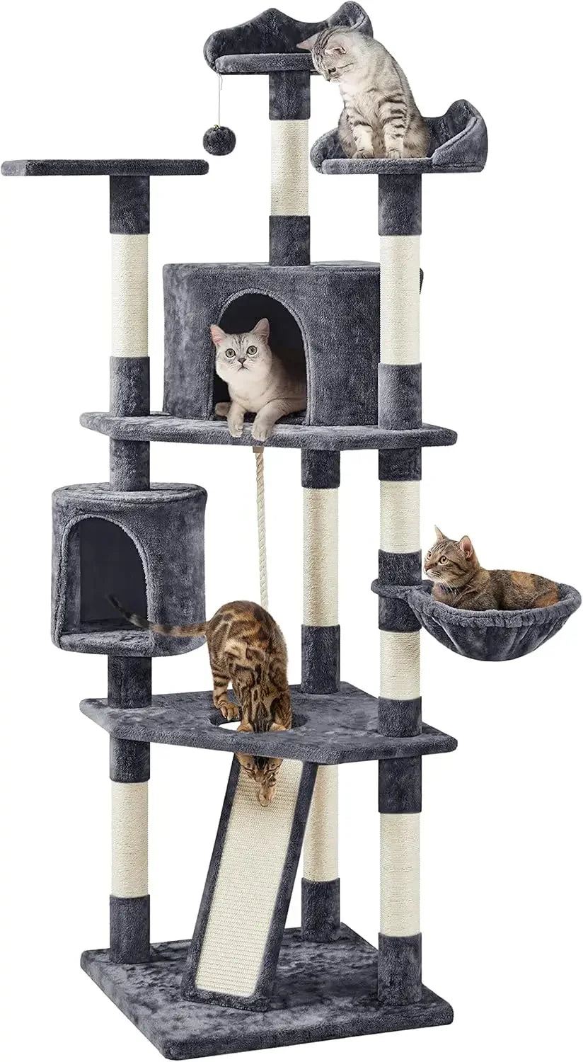 79 Inch Multi Level Cat Tree Indoor Cat Tower with Sisal Covered Scratching Posts Plush Perches and Condo for Kittens Cats and Pets