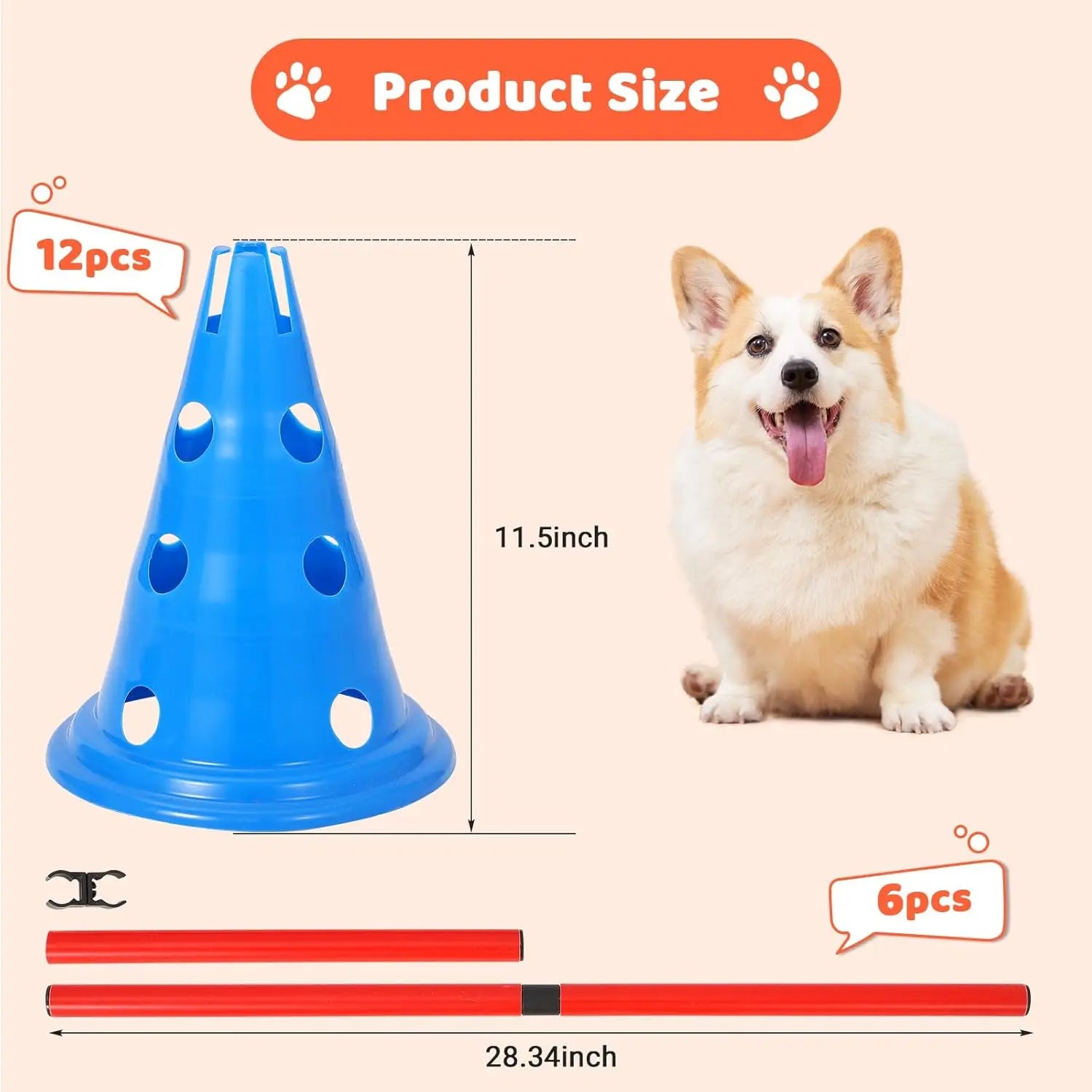 Dog Agility Hurdle Cone Set Dog Agility Course Backyard Set - The Paw Tech