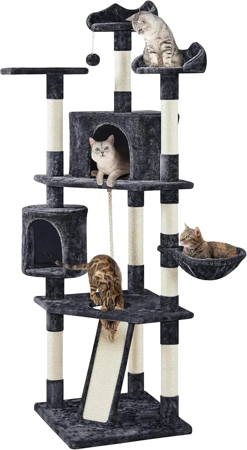 79 Inch Multi Level Cat Tree Indoor Cat Tower with Sisal Covered Scratching Posts Plush Perches and Condo for Kittens Cats and Pets