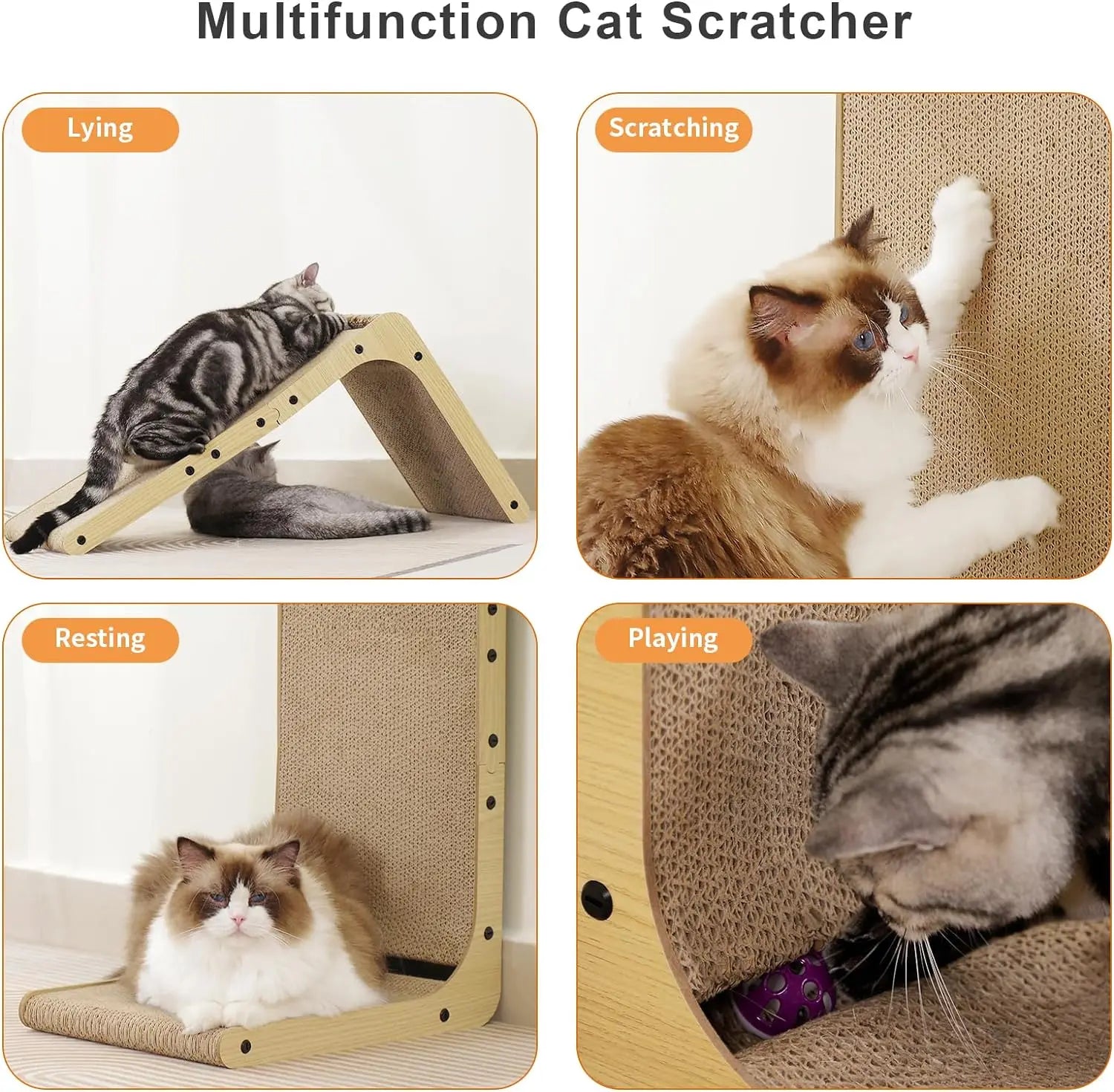 L Shape Cat Scratcher 23.6 Inch Cat Scratchers for Indoor Cats Furniture Protection Cardboard Cat Scratching Pad - The Paw Tech
