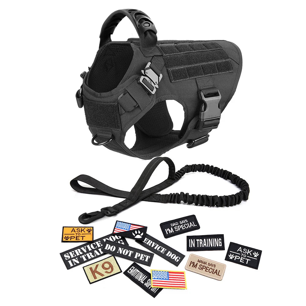 Military Large Dog Harness Set for Tactical Training Accessories - The Paw Tech