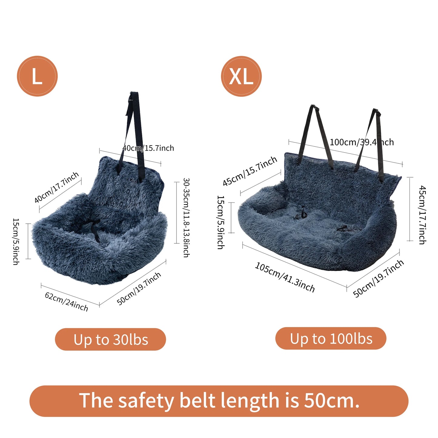 Dog Car Seat for Large Dogs Two Dogs Car Back Seats Travel Pet Booster Belt Washable Long Plush Safety Car Sofa Pet Supplies
