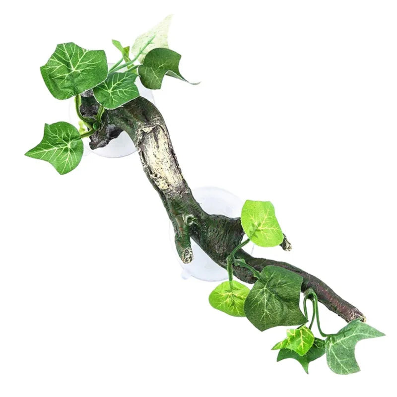 1/2pcs Reptile Terrarium Plant Decoration Reptile Plants With Suction Cup For Amphibian Lizard Climbing Pets Tank Habitat Decor