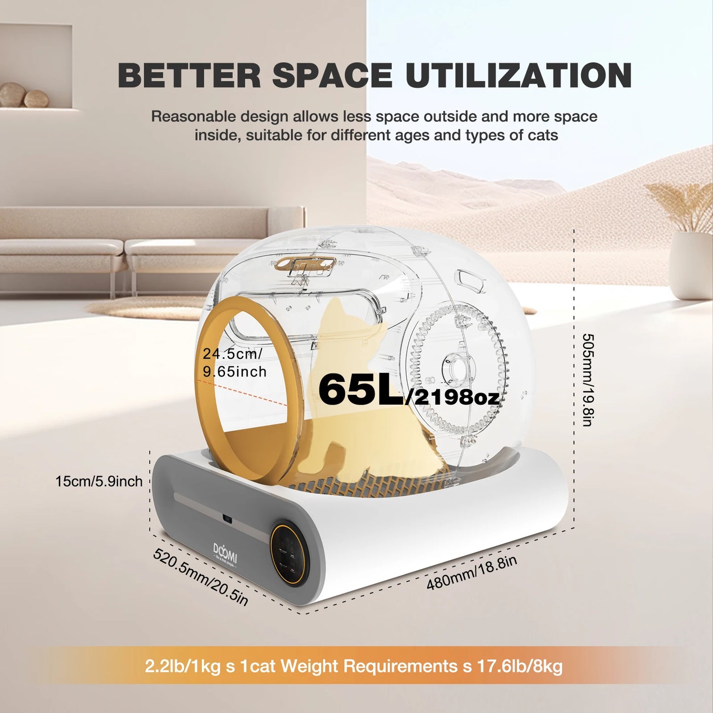 Automatic Cat Litter Box Self Cleaning with App Control Smart Cat Toilet for Multiple Large Cats