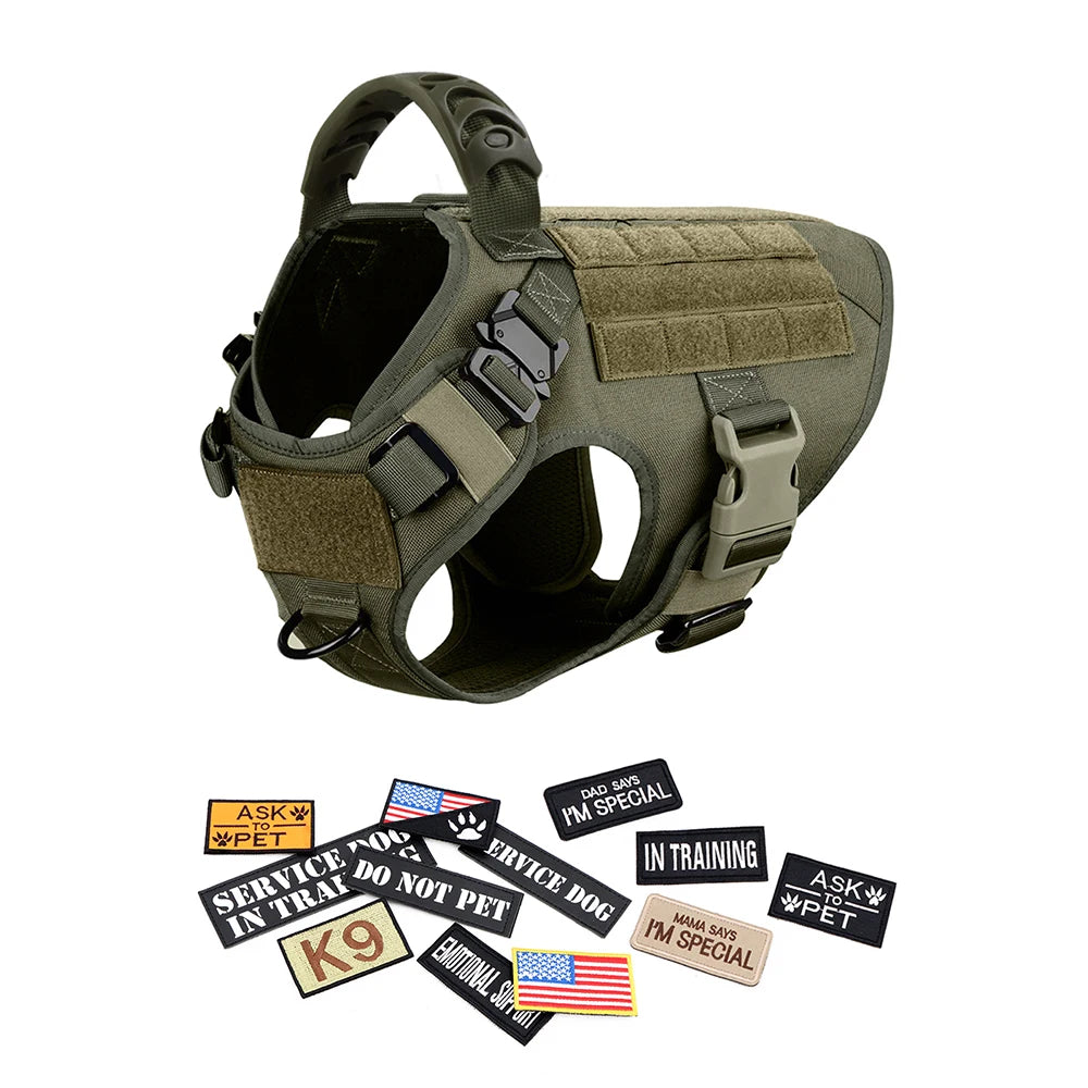 Military Large Dog Harness Set for Tactical Training Accessories - The Paw Tech