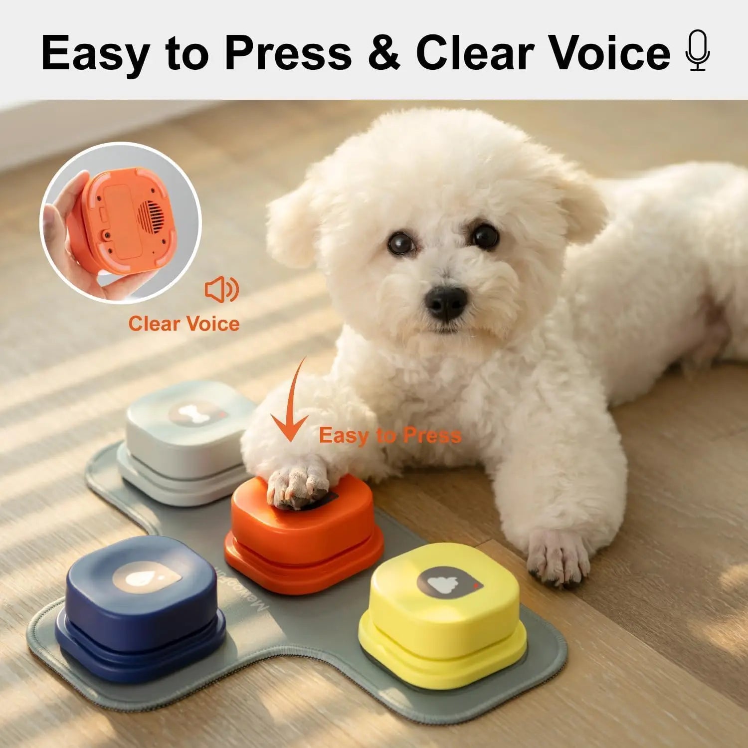 Mewoofun Dog Buttons with Rubber Mat Recordable Talking Buttons - The Paw Tech