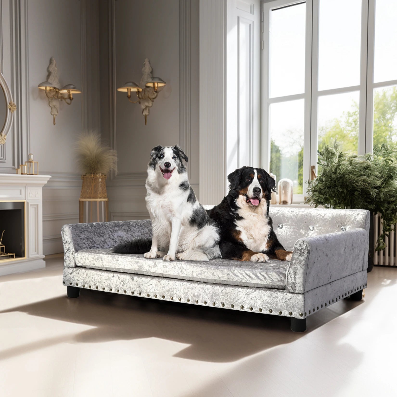 Heavy Duty Pet Sofa Large Raised Dog Bed Cushioned Sofa Softly Pet Cat Bed Puppy Sofa Couch Lounge Bed - The Paw Tech