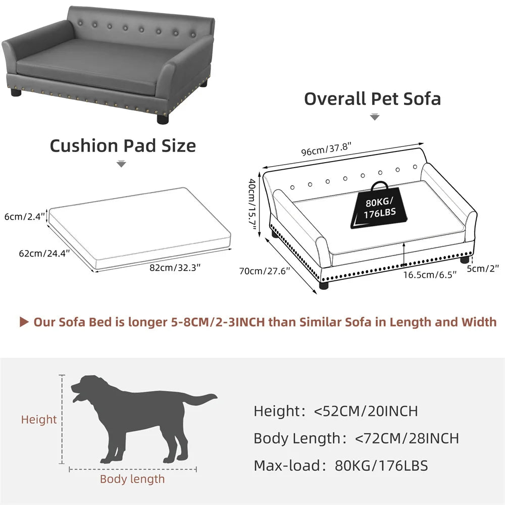 Heavy Duty Pet Sofa Large Raised Dog Bed Cushioned Sofa Softly Pet Cat Bed Puppy Sofa Couch Lounge Bed - The Paw Tech