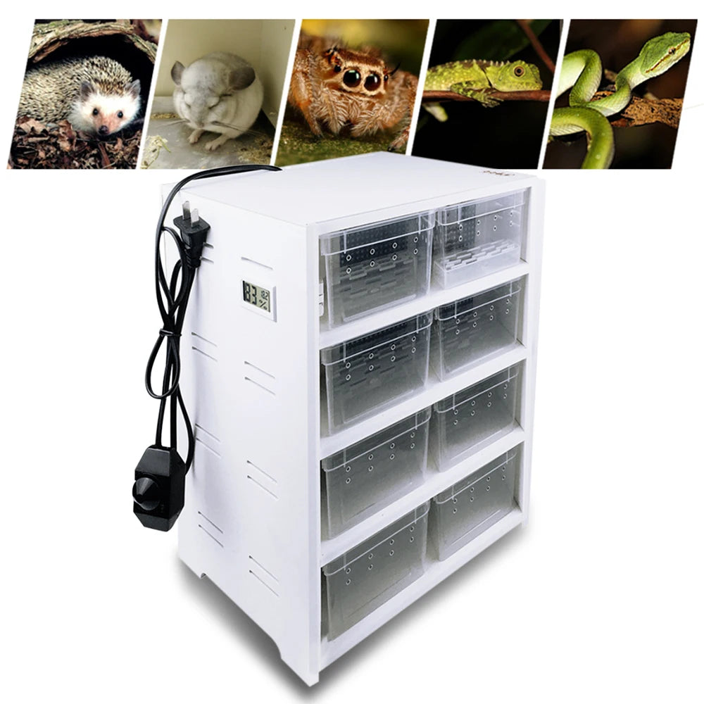 Loyalheartdy 8 Grid Reptile Enclosure Cage Gecko Lizard Pet Snake Terrarium Fish Tank Breeding Box with Heating Pad - The Paw Tech