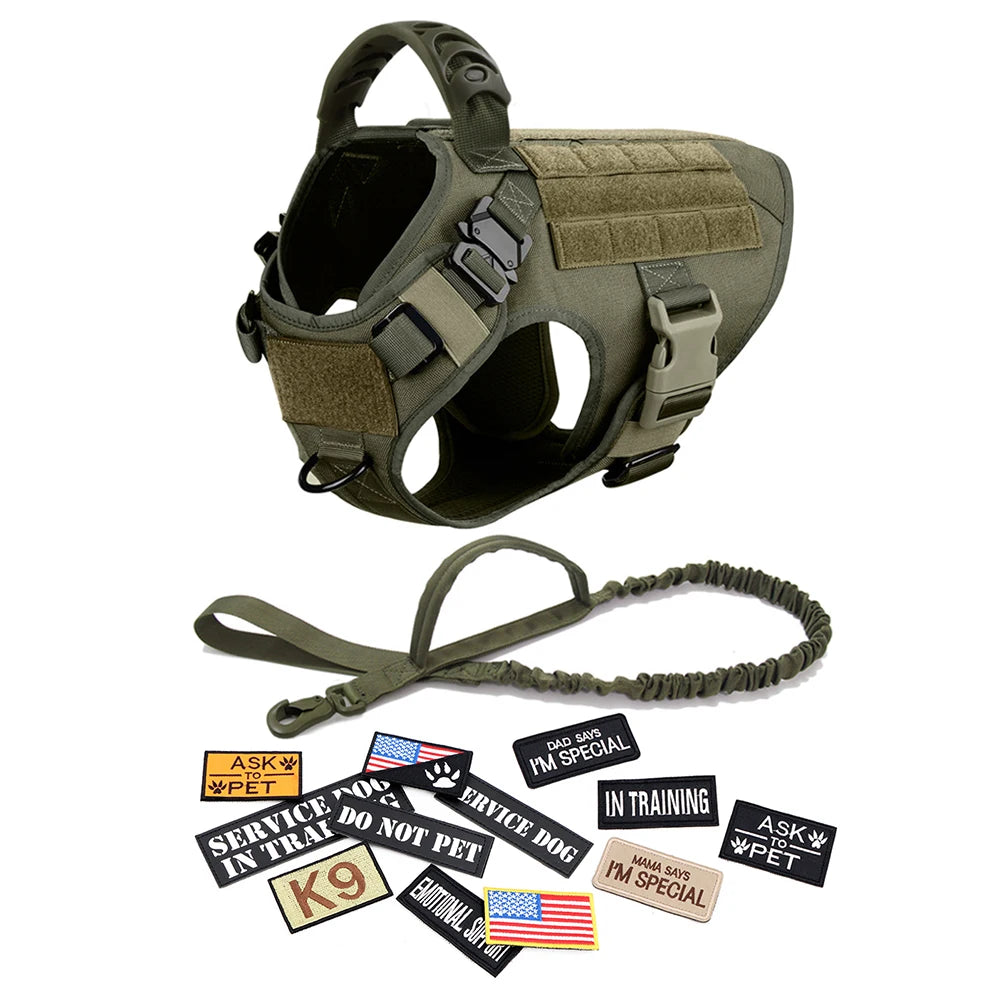 Military Large Dog Harness Set for Tactical Training Accessories - The Paw Tech
