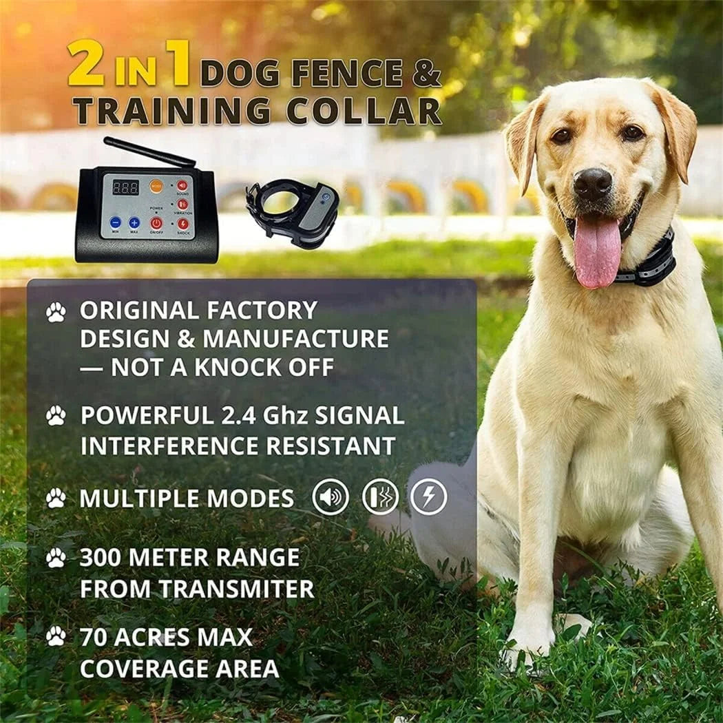 Wireless Dog Fence Electric Pet Containment System Shock Collars For 3 Dogs - The Paw Tech