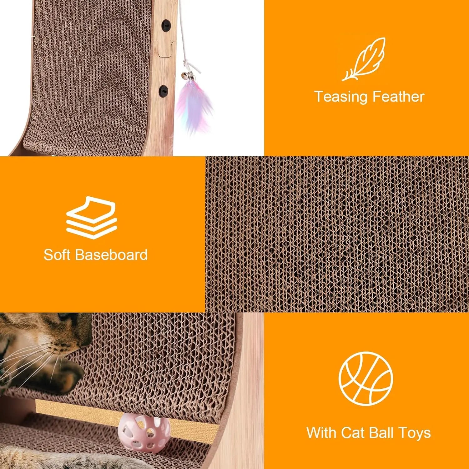 L Shape Cat Scratcher 23.6 Inch Cat Scratchers for Indoor Cats Furniture Protection Cardboard Cat Scratching Pad - The Paw Tech