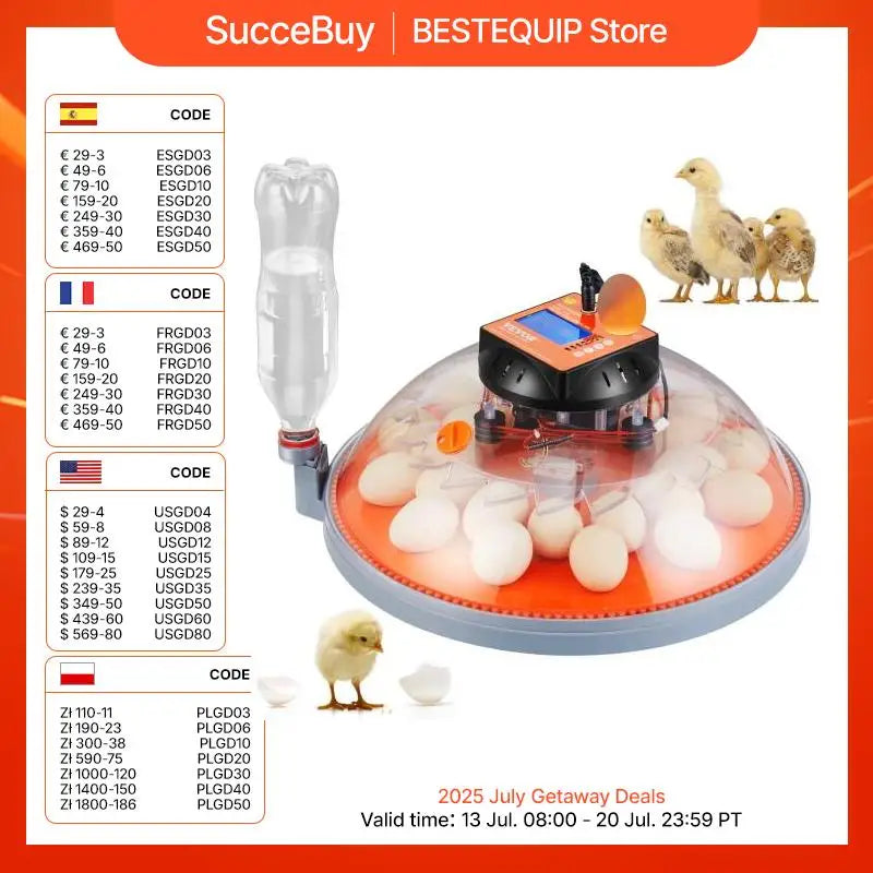 VEVOR 12/24/48 Egg Incubator Automatic Turner Poultry Hatcher with Temperature Humidity Control for Chicken Duck Hatching Eggs