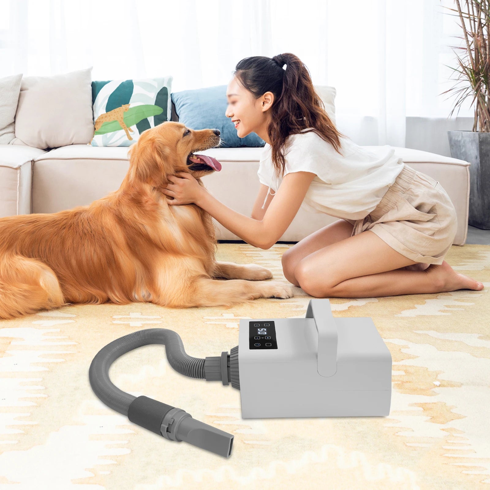 110V Puppy Blowing Grooming Dryer Pet Hair Drying Cats Dogs Fur Grooming Blow Dryer Adjustable LCD 2200W - The Paw Tech