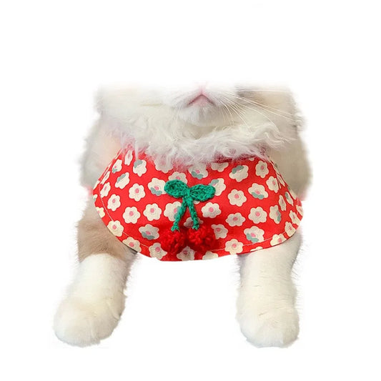 Small Dog Cat Cute Cherry Bibs Scarf Pet Bandana Neckerchief Accessories Red - The Paw Tech