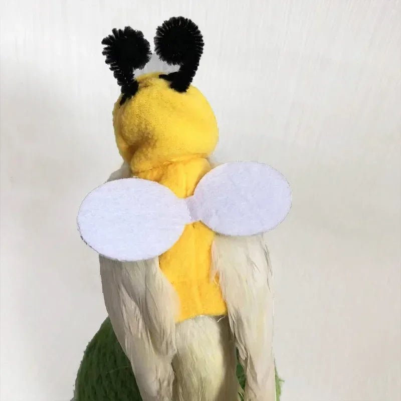 Funny Bee Shaped Birds Clothes Flying Suit Parrots Costume Cosplay Winter Warm Hat Hooded Pet Accessories for Parakeet Cockatiel - The Paw Tech