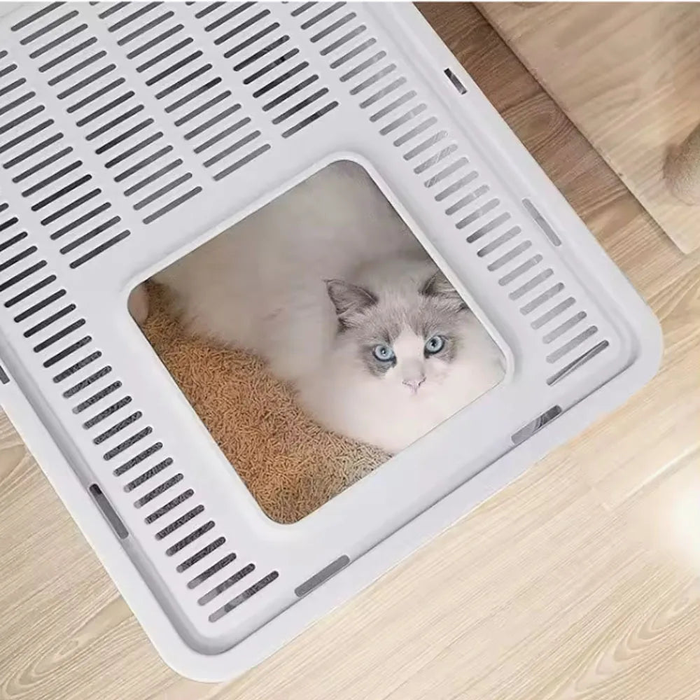 Convenient Foldable Litter Box Drawer Design with Scooper for Easy Cat Waste Management - The Paw Tech