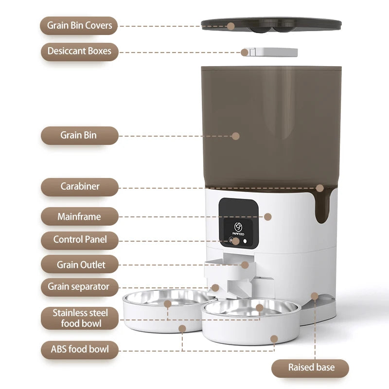 PAPIFEED Smart Automatic Cat and Dog Food Dispenser 7L Large Capacity WiFi Connected Timer Dosing - The Paw Tech