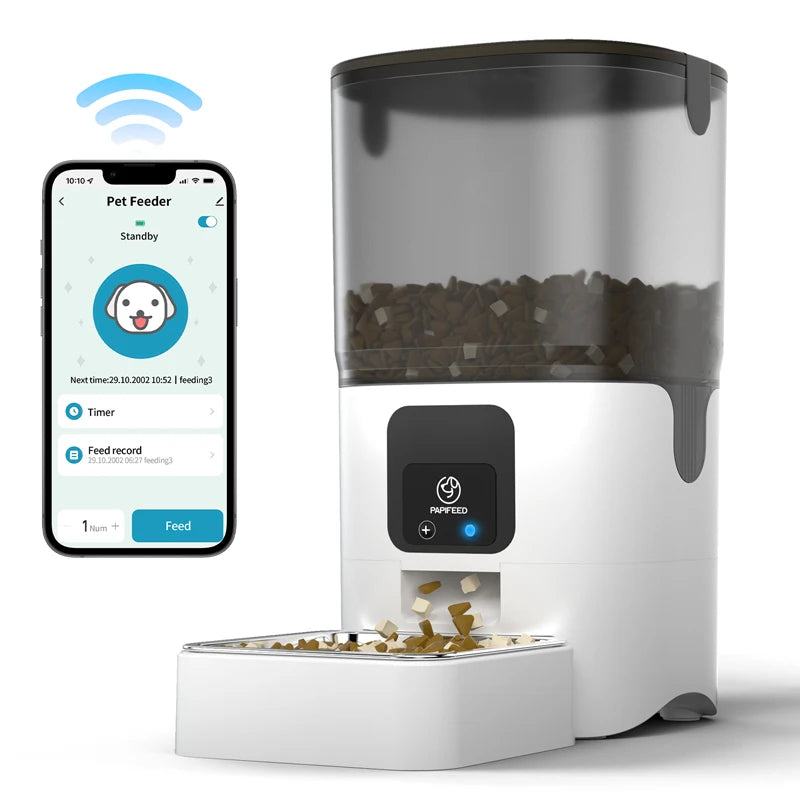 PAPIFEED Automatic Cat Feeder WiFi Intelligent Timed 6L Pet Food Dispenser for Cats and Dogs