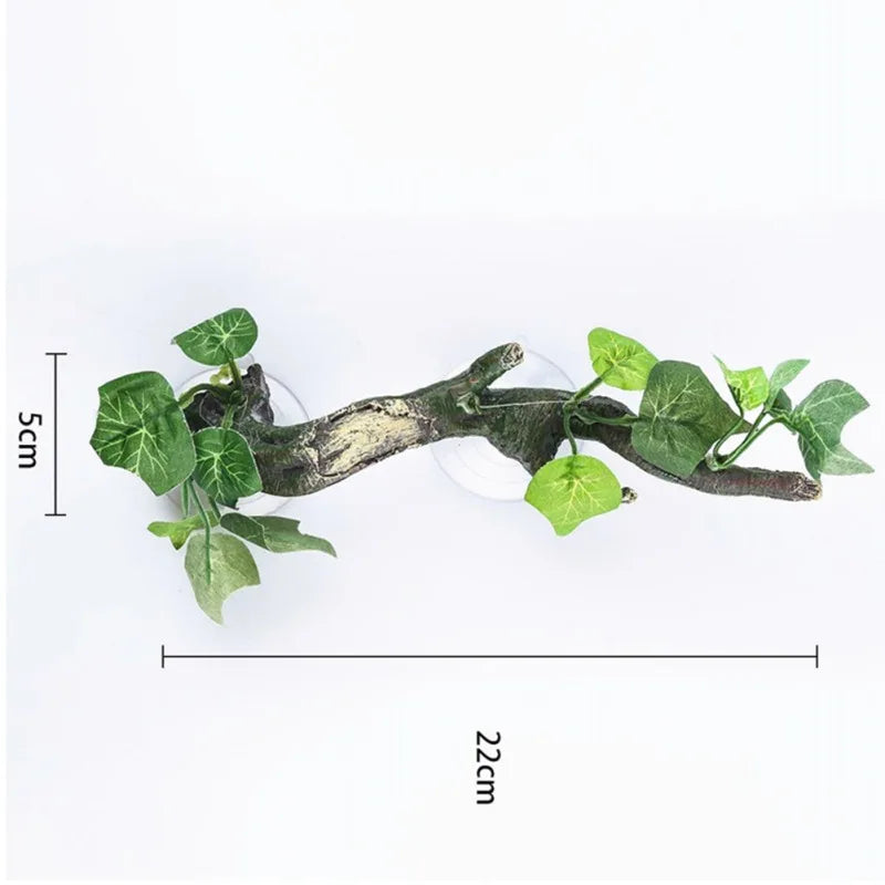 1/2pcs Reptile Terrarium Plant Decoration Reptile Plants With Suction Cup For Amphibian Lizard Climbing Pets Tank Habitat Decor