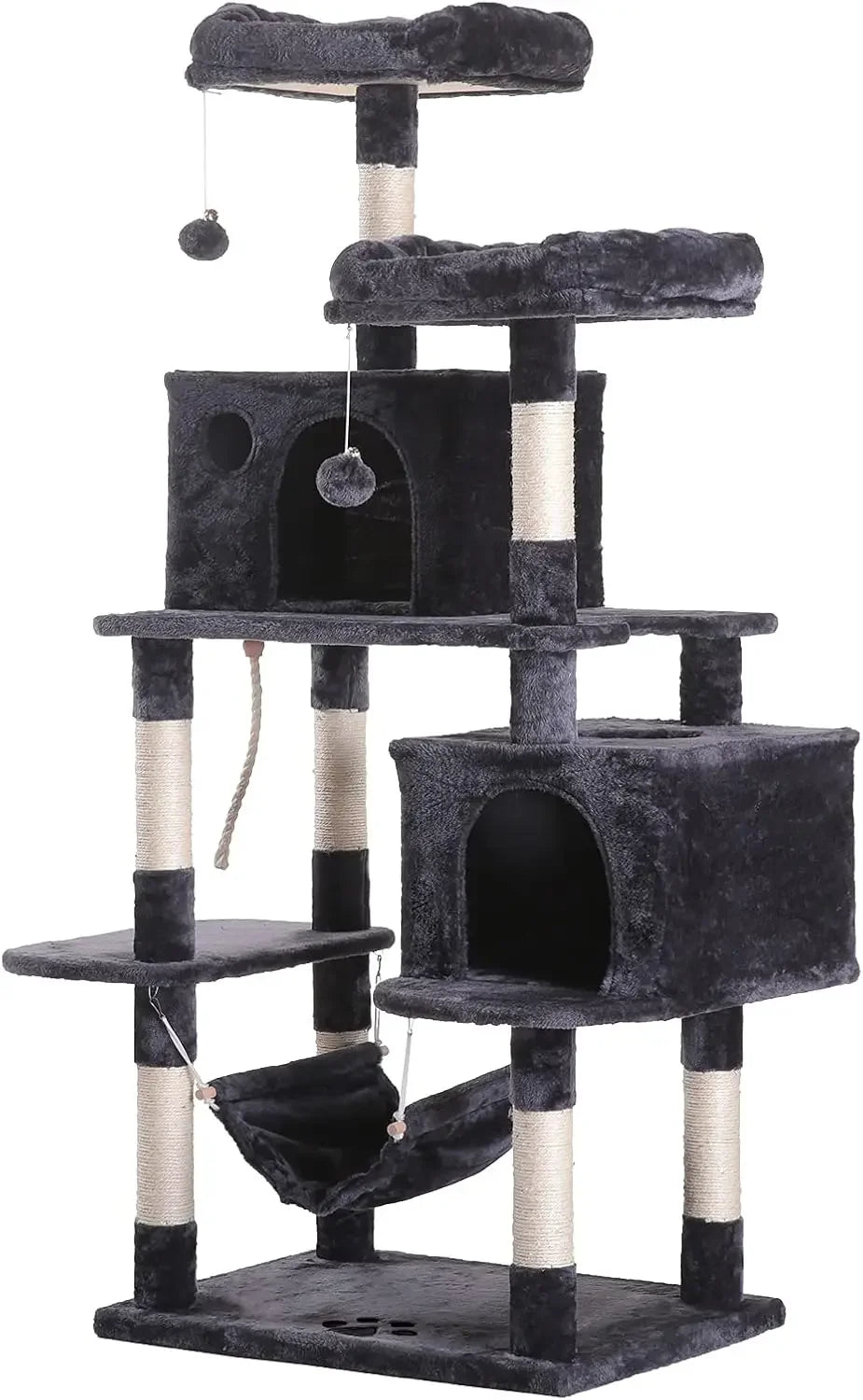 Large Multi-Level Cat Tree Condo Furniture with Sisal Covered Scratching Posts Two Bigger Plush Condos Perch Hammock for Kittens - The Paw Tech