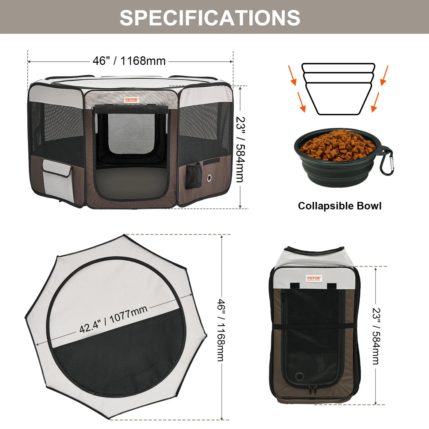 VEVOR Portable Foldable Pet Playpen Tent Crate Kennel Waterproof Puppy Shelter for Dog Cat Cages Indoor Outdoor Travel Camping
