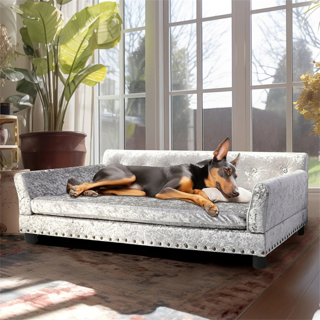 Heavy Duty Pet Sofa Large Raised Dog Bed Cushioned Sofa Softly Pet Cat Bed Puppy Sofa Couch Lounge Bed - The Paw Tech