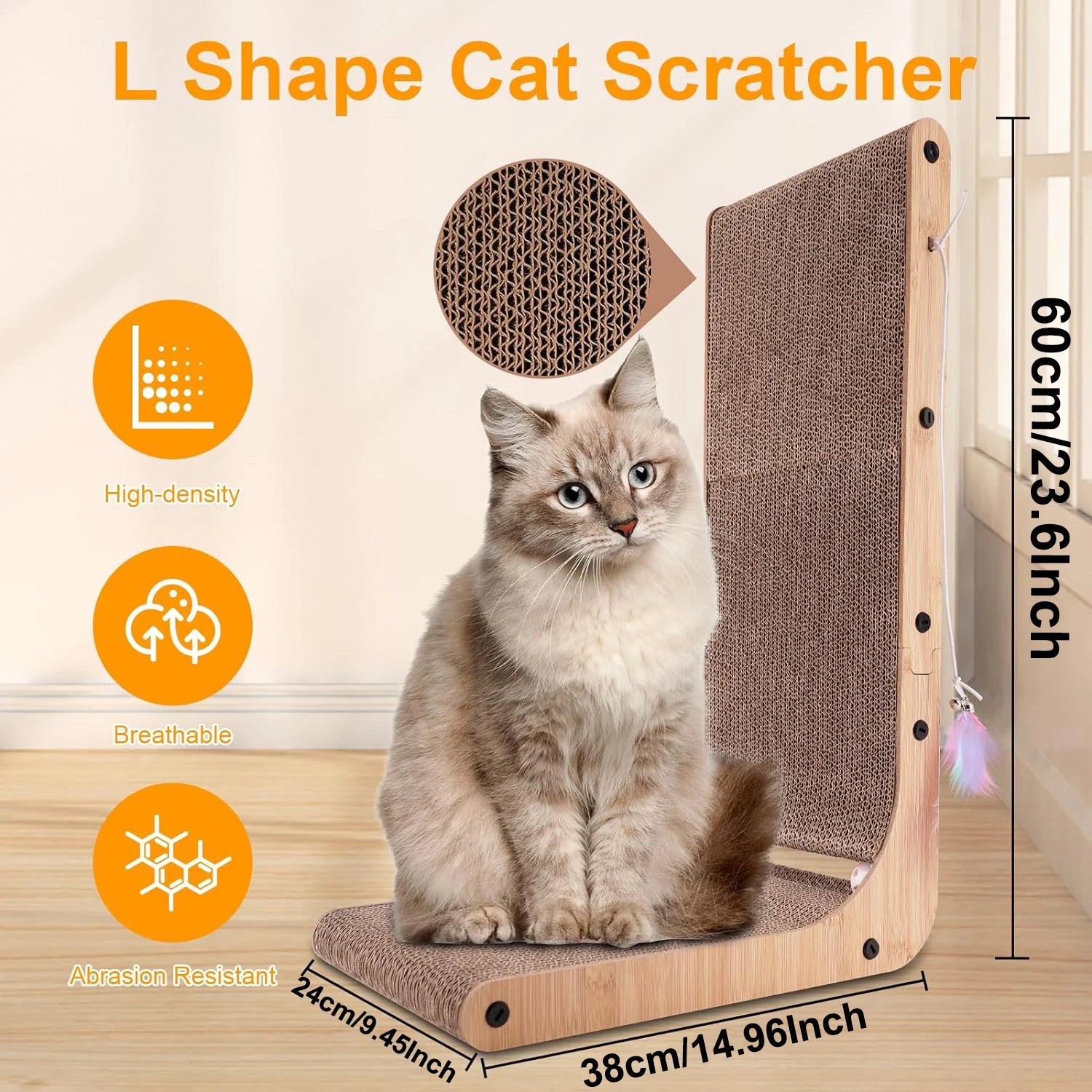L Shape Cat Scratcher 23.6 Inch Cat Scratchers for Indoor Cats Furniture Protection Cardboard Cat Scratching Pad - The Paw Tech